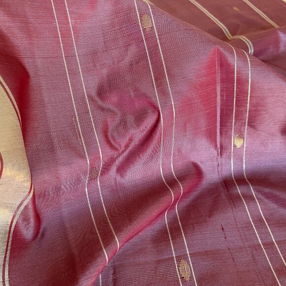 Gold, cream, red, traditional embroidered Indian Sari - Art Silk - Picture 4 of 5